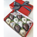 12pcs CHANEL x Black & White Marble Chocolate Strawberries Gift Box
